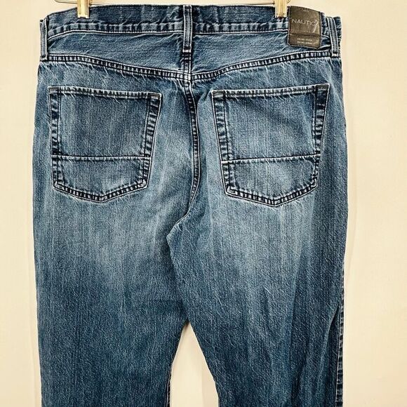 Nautica Loose Fit Relaxed Jeans Distressed Blue Mens Size 36W x 34L Straight Leg - Picture 7 of 10